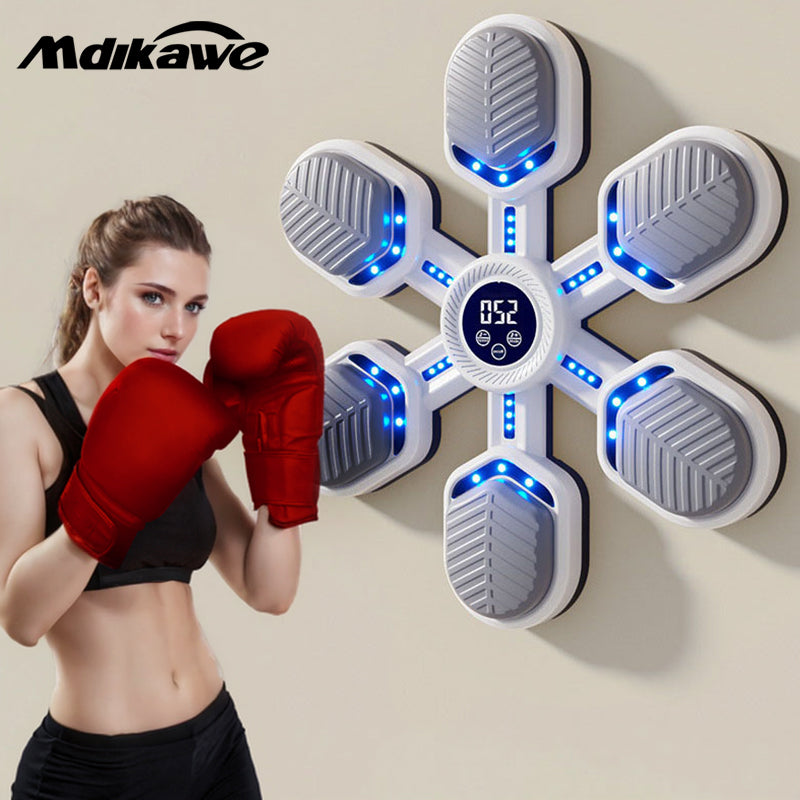 Mdikawe Smart Music Boxing Machine, Wall-Saving Design with Synced Beat Technology, Electronic Boxing Target Workout Punching Equipment for Home, Indoor and Gym- Shape Like a Snowflake