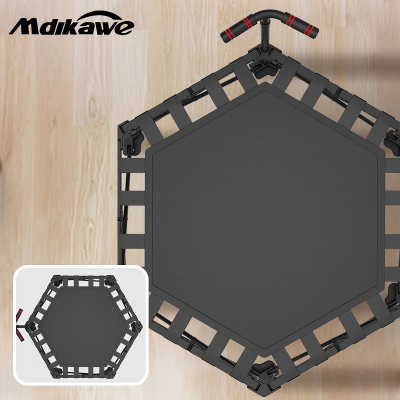 Mdikawe Foldable Fitness Rebounder Trampoline- Premium Indoor Workout Equipment for Home Gym with Adjustable Height Handle- Saving and Portable Exercise Solution