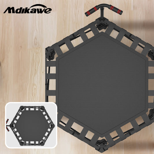 Mdikawe Foldable Fitness Rebounder Trampoline- Premium Indoor Workout Equipment for Home Gym with Adjustable Height Handle- Saving and Portable Exercise Solution