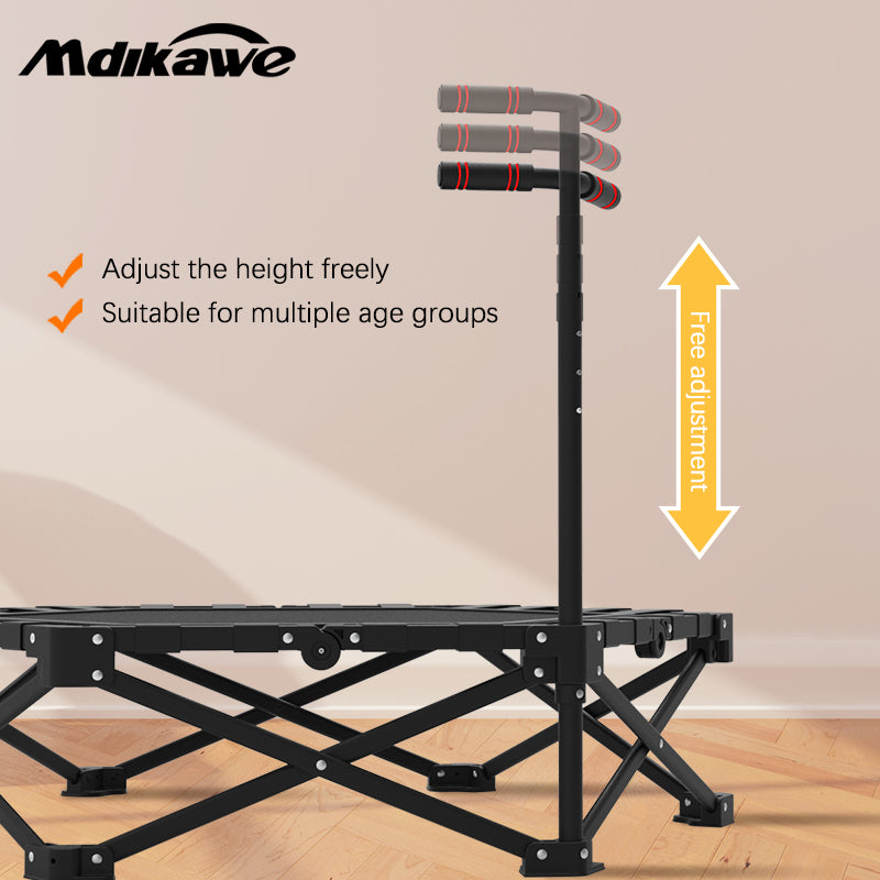 Mdikawe Foldable Fitness Rebounder Trampoline- Premium Indoor Workout Equipment for Home Gym with Adjustable Height Handle- Saving and Portable Exercise Solution