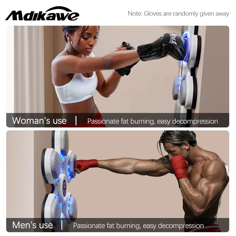 Mdikawe Smart Music Boxing Machine, Wall-Saving Design with Synced Beat Technology, Electronic Boxing Target Workout Punching Equipment for Home, Indoor and Gym- Shape Like a Snowflake