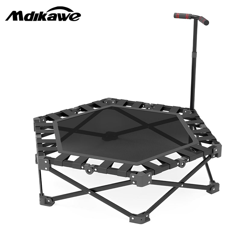 Mdikawe Foldable Fitness Rebounder Trampoline- Premium Indoor Workout Equipment for Home Gym with Adjustable Height Handle- Saving and Portable Exercise Solution