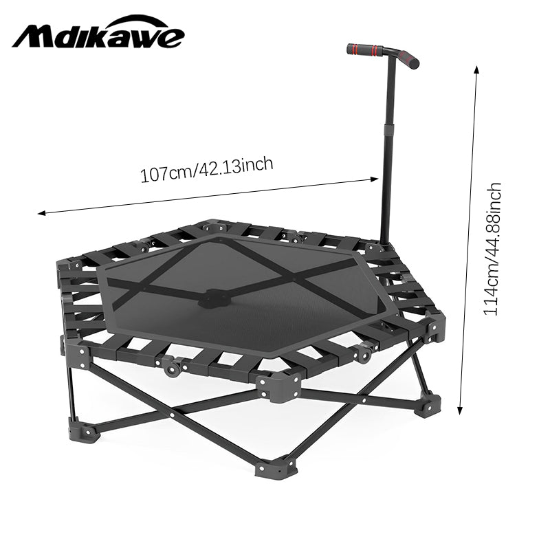 Mdikawe Foldable Fitness Rebounder Trampoline- Premium Indoor Workout Equipment for Home Gym with Adjustable Height Handle- Saving and Portable Exercise Solution