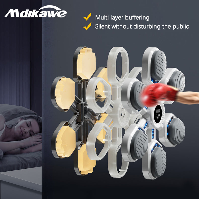 Mdikawe Smart Music Boxing Machine, Wall-Saving Design with Synced Beat Technology, Electronic Boxing Target Workout Punching Equipment for Home, Indoor and Gym- Shape Like a Snowflake